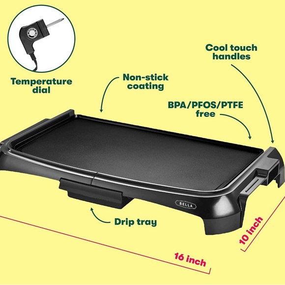 BELLA Griddle Ceramic Copper TI, Healthy-Eco Non-stick - Picture 3 of 6